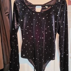 Nwt black velvet Galaxy bodysuit